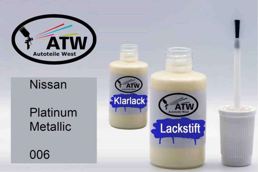 Nissan, Platinum Metallic, 006: 20ml Lackstift + 20ml Klarlack - Set, von ATW Autoteile West.